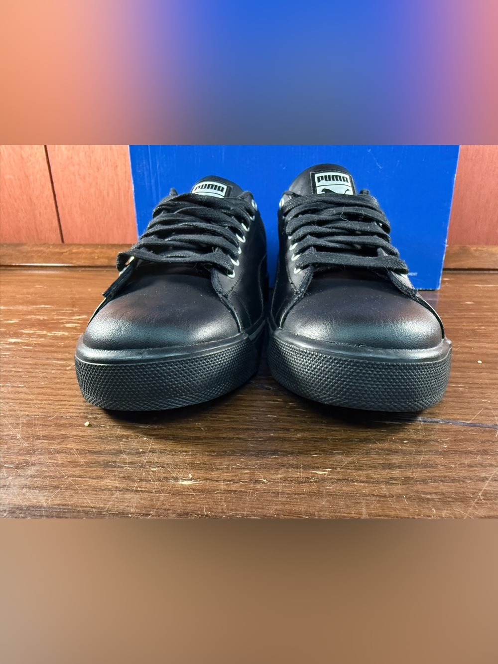 Puma Benny Triple Black Men’s Athletic Leather Shoes Size US 8,5 |350355-04 - Picture 4 of 8